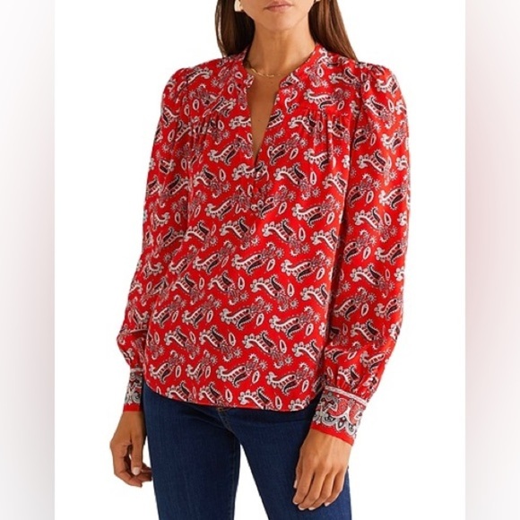Veronica Beard Abbie Paisley Silk Blouse 2 - Picture 1 of 9